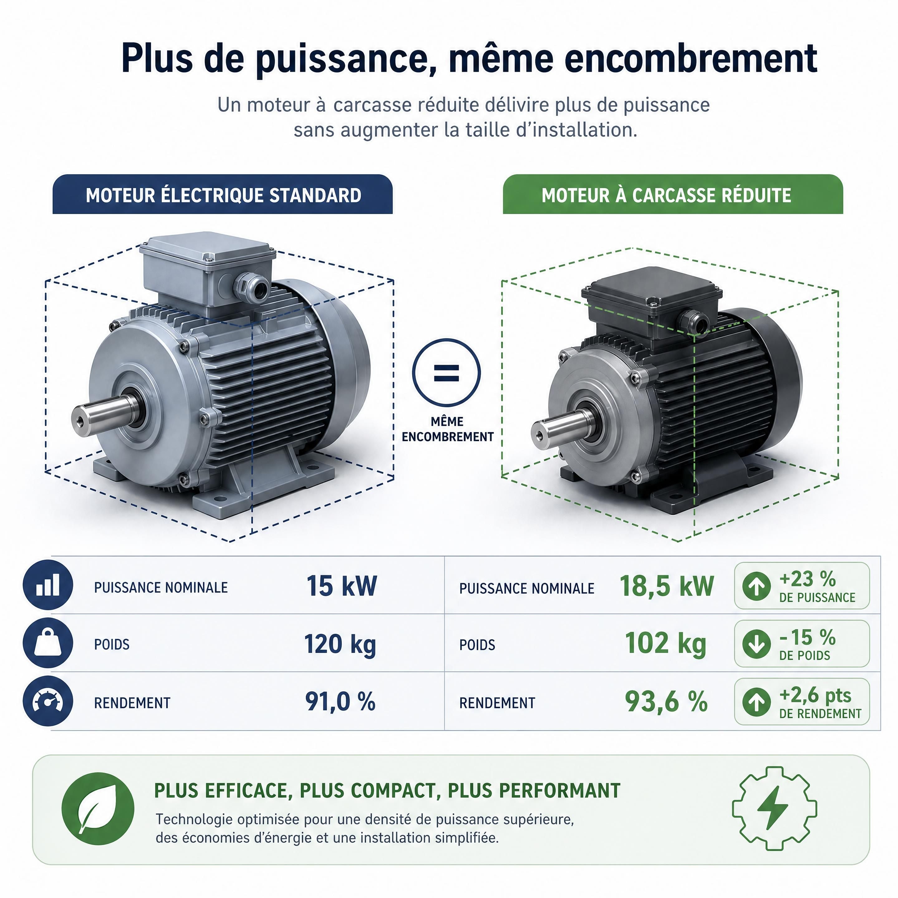 Moteurs électriques à carcasse réduite (progressifs) : Gagner en puissance dans un encombrement réduit