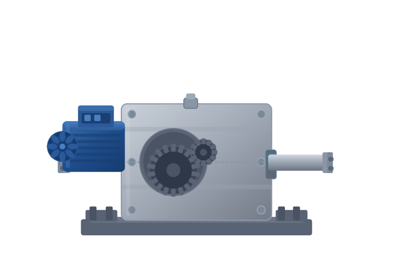 Pompe industrielle avec moteur électrique et système de transmission de puissance mécanique robuste